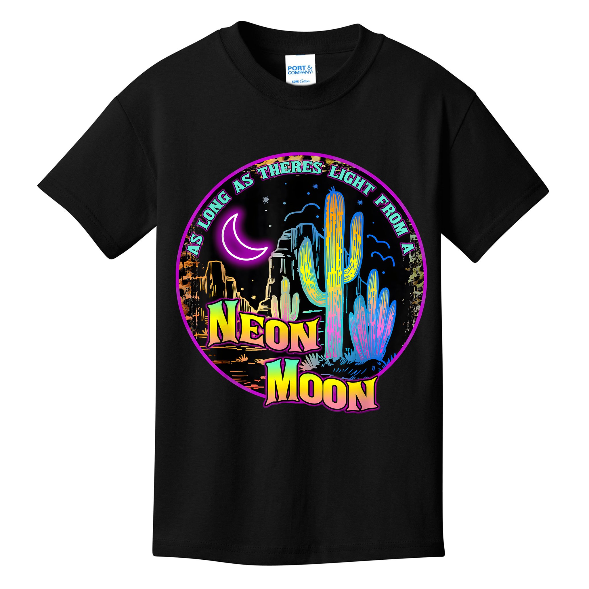 As Long As Theres Light From A Neon Moon Country Kids T-Shirt