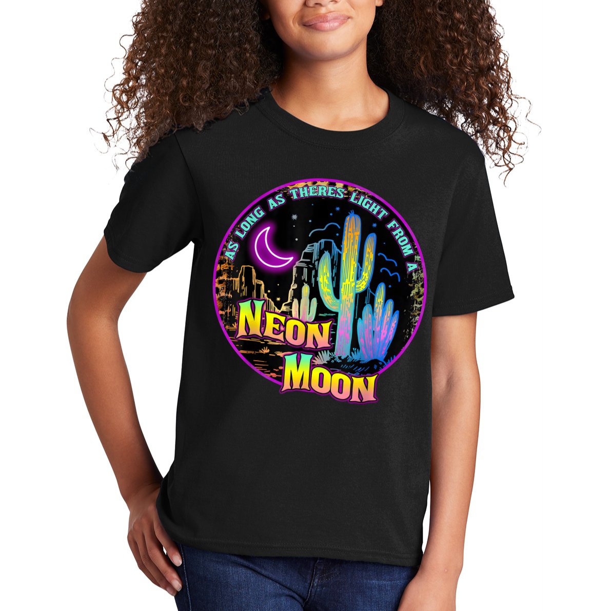 As Long As Theres Light From A Neon Moon Country Kids T-Shirt