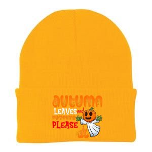 Autumn Leaves And Pumpkins Please Knit Cap Winter Beanie