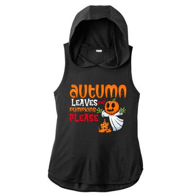 Autumn Leaves And Pumpkins Please Ladies PosiCharge Tri-Blend Wicking Draft Hoodie Tank