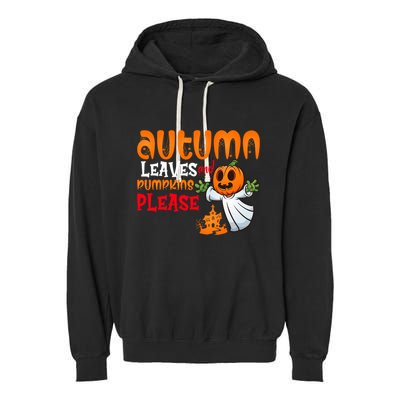 Autumn Leaves And Pumpkins Please Garment-Dyed Fleece Hoodie