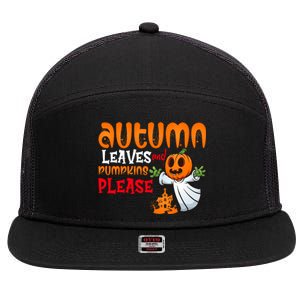 Autumn Leaves And Pumpkins Please 7 Panel Mesh Trucker Snapback Hat