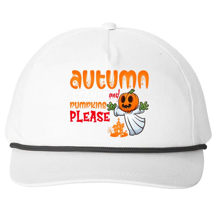 Autumn Leaves And Pumpkins Please Snapback Five-Panel Rope Hat