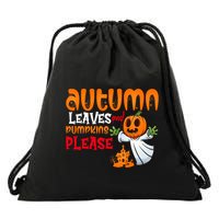 Autumn Leaves And Pumpkins Please Drawstring Bag