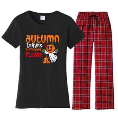 Autumn Leaves And Pumpkins Please Women's Flannel Pajama Set