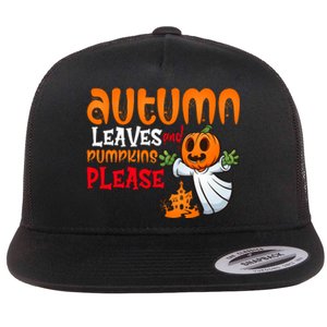 Autumn Leaves And Pumpkins Please Flat Bill Trucker Hat