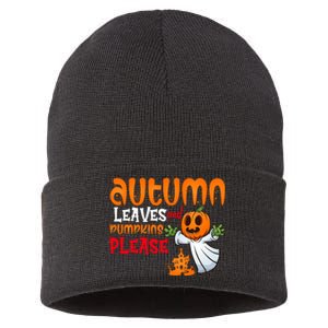 Autumn Leaves And Pumpkins Please Sustainable Knit Beanie