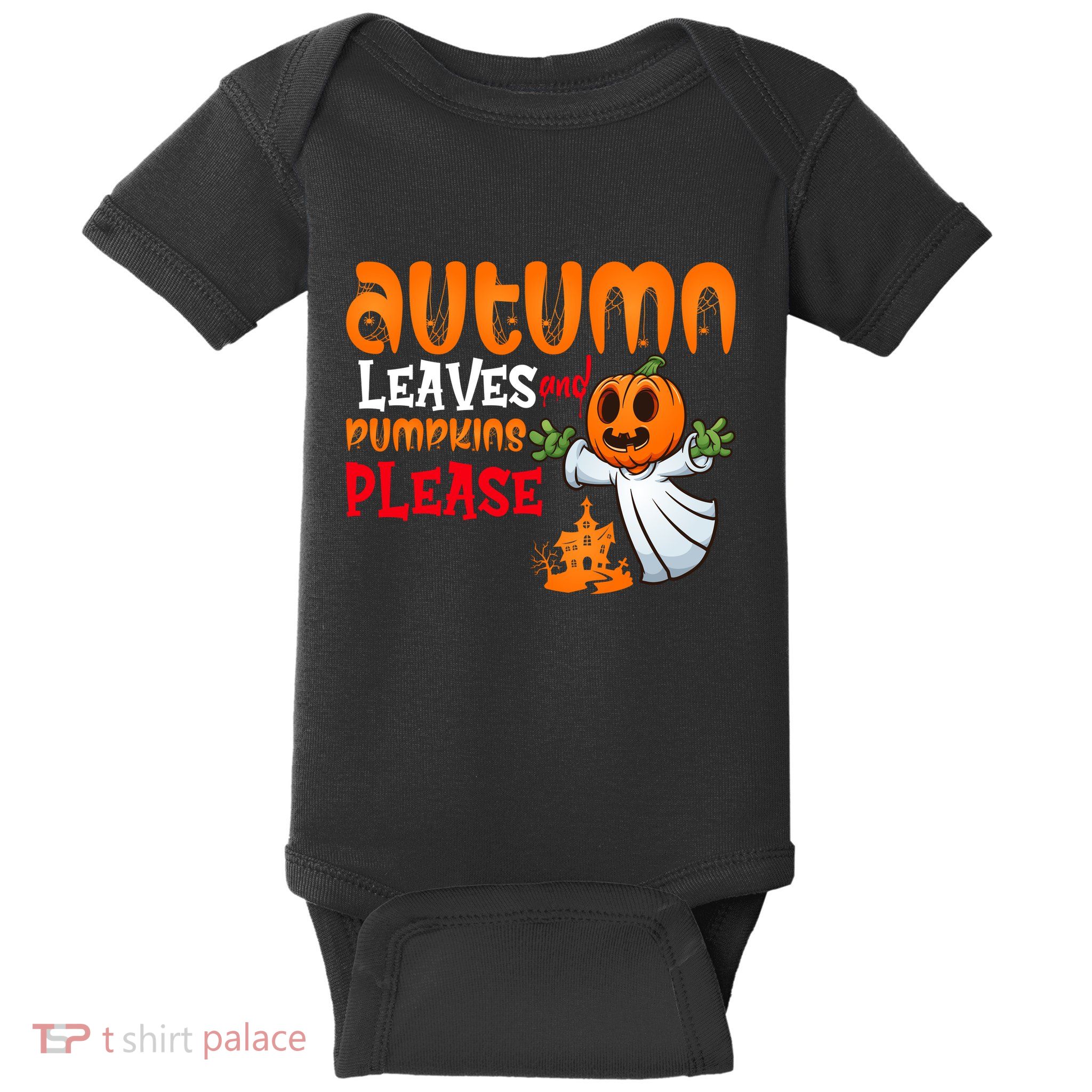 Autumn Leaves And Pumpkins Please Baby Bodysuit