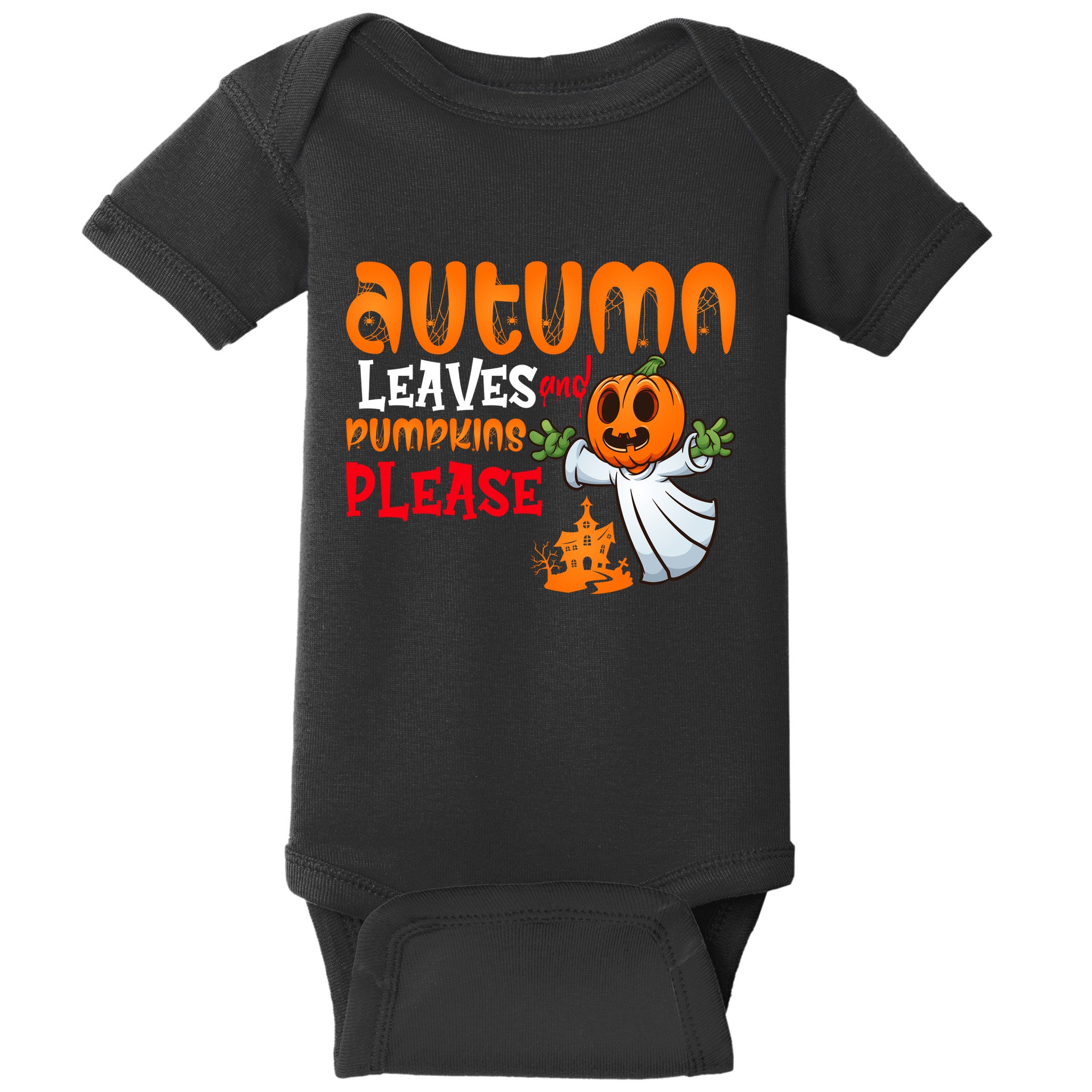 Autumn Leaves And Pumpkins Please Baby Bodysuit