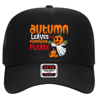 Autumn Leaves And Pumpkins Please Trucker Hat