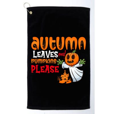 Autumn Leaves And Pumpkins Please Golf Towel