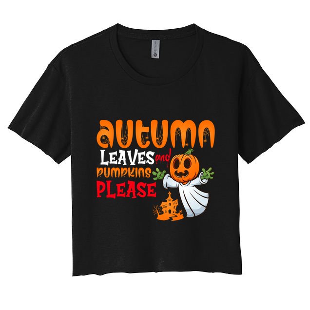 Autumn Leaves And Pumpkins Please Crop Top
