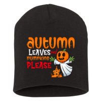 Autumn Leaves And Pumpkins Please Short Acrylic Beanie