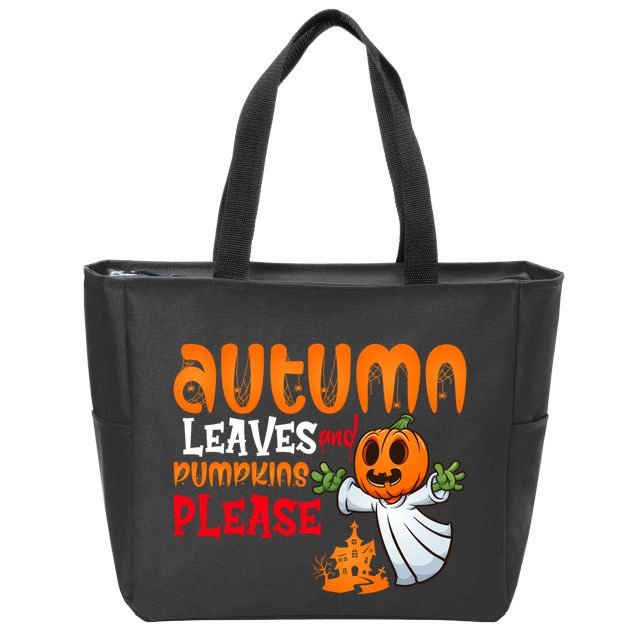Autumn Leaves And Pumpkins Please Zip Tote Bag