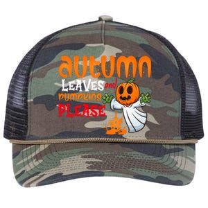 Autumn Leaves And Pumpkins Please Retro Rope Trucker Hat Cap