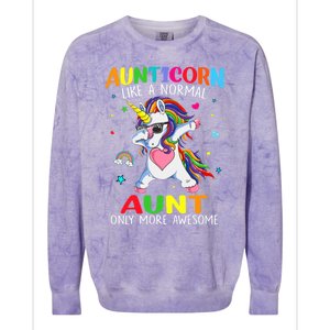 Aunticorn Like An Aunt Only Awesome Dabbing Unicorn Gift Colorblast Crewneck Sweatshirt