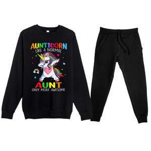 Aunticorn Like An Aunt Only Awesome Dabbing Unicorn Gift Premium Crewneck Sweatsuit Set