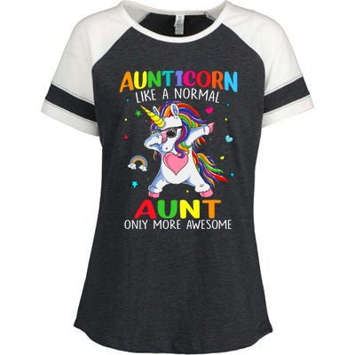 Aunticorn Like An Aunt Only Awesome Dabbing Unicorn Gift Enza Ladies Jersey Colorblock Tee