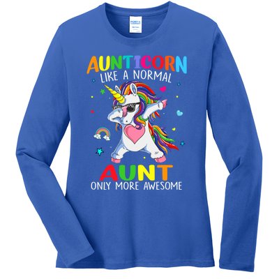 Aunticorn Like An Aunt Only Awesome Dabbing Unicorn Gift Ladies Long Sleeve Shirt