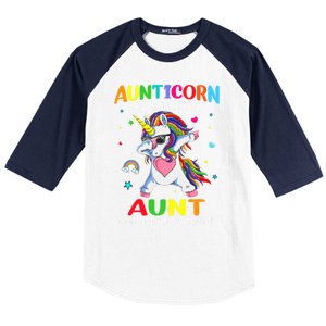 Aunticorn Like An Aunt Only Awesome Dabbing Unicorn Gift Baseball Sleeve Shirt