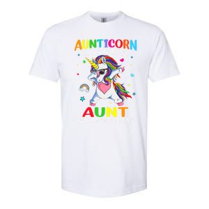 Aunticorn Like An Aunt Only Awesome Dabbing Unicorn Gift Softstyle CVC T-Shirt