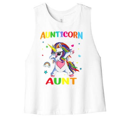 Aunticorn Like An Aunt Only Awesome Dabbing Unicorn Gift Women's Racerback Cropped Tank