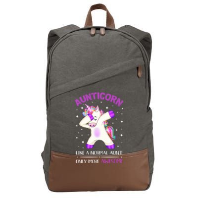 Aunticorn Like An Aunt Only Awesome Dabbing Unicorn Cute Gift Cotton Canvas Backpack