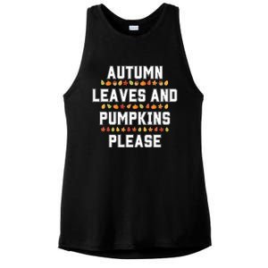 Autumn Leaves And Pumpkins Please Fall Season Ladies PosiCharge Tri-Blend Wicking Tank