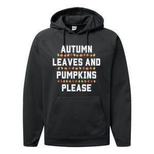 Autumn Leaves And Pumpkins Please Fall Season Performance Fleece Hoodie