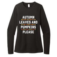 Autumn Leaves And Pumpkins Please Fall Season Womens CVC Long Sleeve Shirt