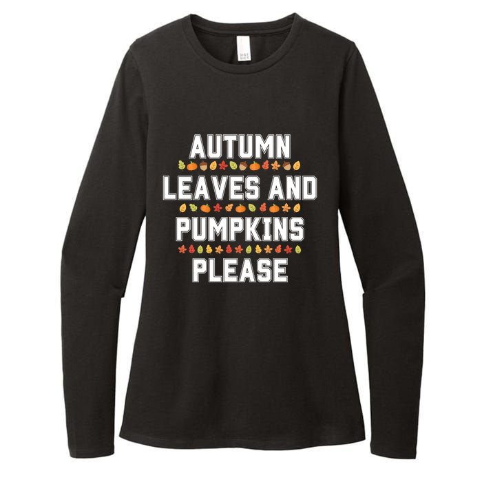 Autumn Leaves And Pumpkins Please Fall Season Womens CVC Long Sleeve Shirt