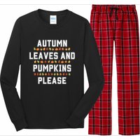 Autumn Leaves And Pumpkins Please Fall Season Long Sleeve Pajama Set