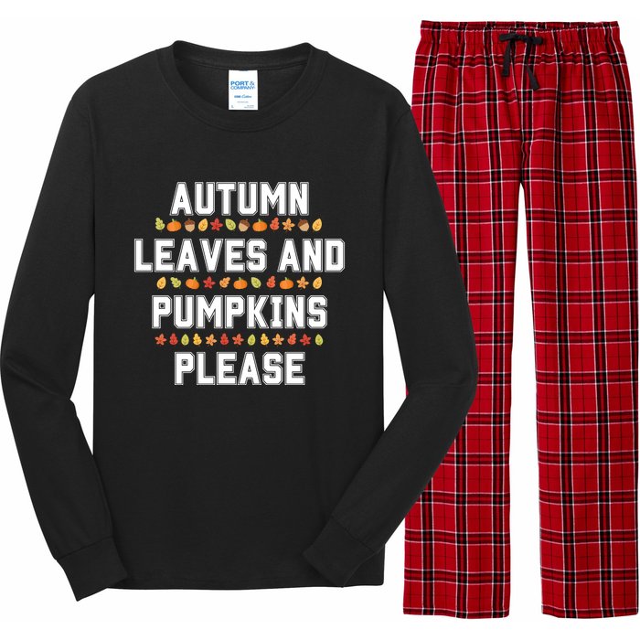 Autumn Leaves And Pumpkins Please Fall Season Long Sleeve Pajama Set