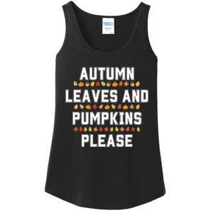 Autumn Leaves And Pumpkins Please Fall Season Ladies Essential Tank