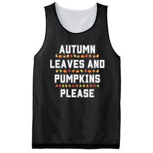 Autumn Leaves And Pumpkins Please Fall Season Mesh Reversible Basketball Jersey Tank