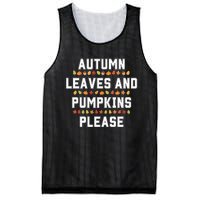 Autumn Leaves And Pumpkins Please Fall Season Mesh Reversible Basketball Jersey Tank