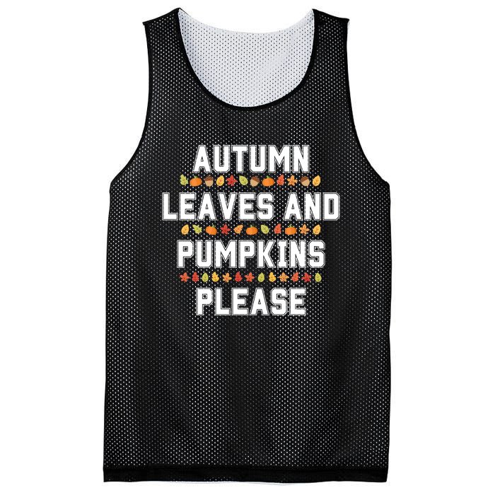 Autumn Leaves And Pumpkins Please Fall Season Mesh Reversible Basketball Jersey Tank