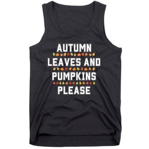 Autumn Leaves And Pumpkins Please Fall Season Tank Top