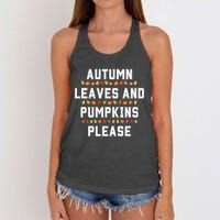 Autumn Leaves And Pumpkins Please Fall Season Women's Knotted Racerback Tank