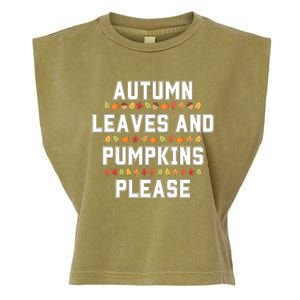 Autumn Leaves And Pumpkins Please Fall Season Garment-Dyed Women's Muscle Tee