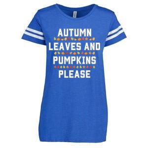 Autumn Leaves And Pumpkins Please Fall Season Enza Ladies Jersey Football T-Shirt