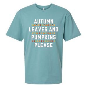 Autumn Leaves And Pumpkins Please Fall Season Sueded Cloud Jersey T-Shirt