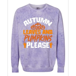 Autumn Leaves And Pumpkins Please Colorblast Crewneck Sweatshirt