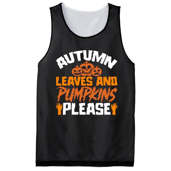 Autumn Leaves And Pumpkins Please Mesh Reversible Basketball Jersey Tank