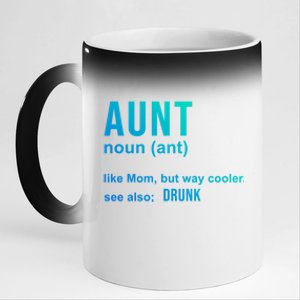 Aunt Like A Mom But Way Cooler Funny Auntie Funny Gift / Joke Gag Gift 11oz Black Color Changing Mug