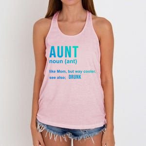 Aunt Like A Mom But Way Cooler Funny Auntie Funny Gift / Joke Gag Gift Women's Knotted Racerback Tank