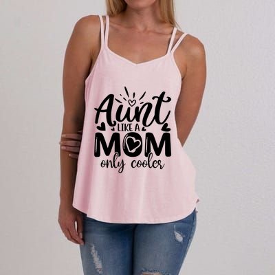 Aunt Like A Mom Only Cooler Cool Auntie Gift Women's Strappy Tank