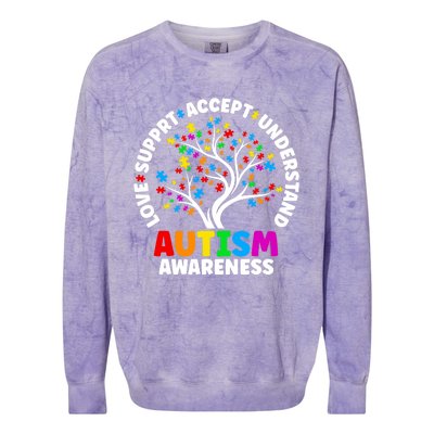 Autism Love Accept Support Autistic Autism Awareness Colorblast Crewneck Sweatshirt