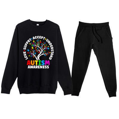 Autism Love Accept Support Autistic Autism Awareness Premium Crewneck Sweatsuit Set