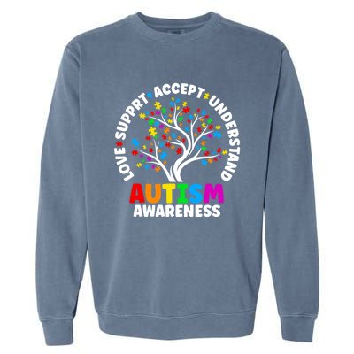 Autism Love Accept Support Autistic Autism Awareness Garment-Dyed Sweatshirt